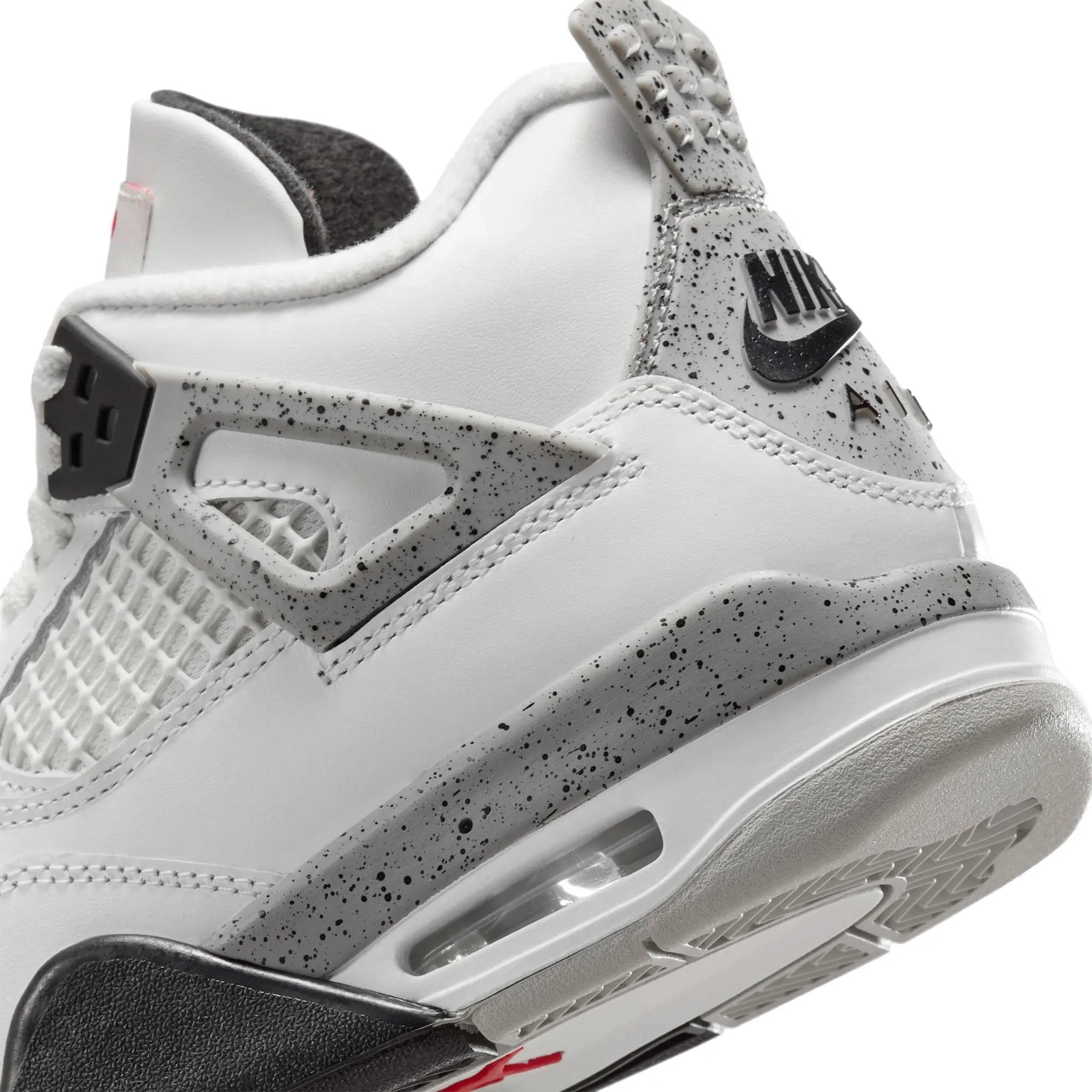 Heel View of Air Jordan 4 Retro OG White Cement (2025) (GS) IB4171-100